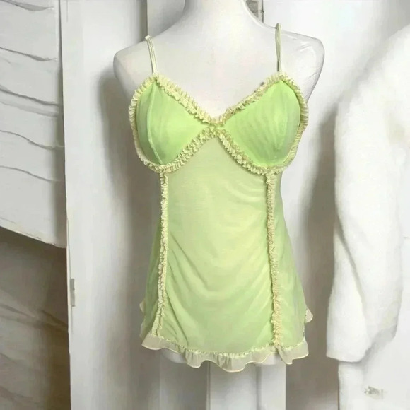 La vie en rose y2k  neon green slip chemise S - Picture 1 of 5